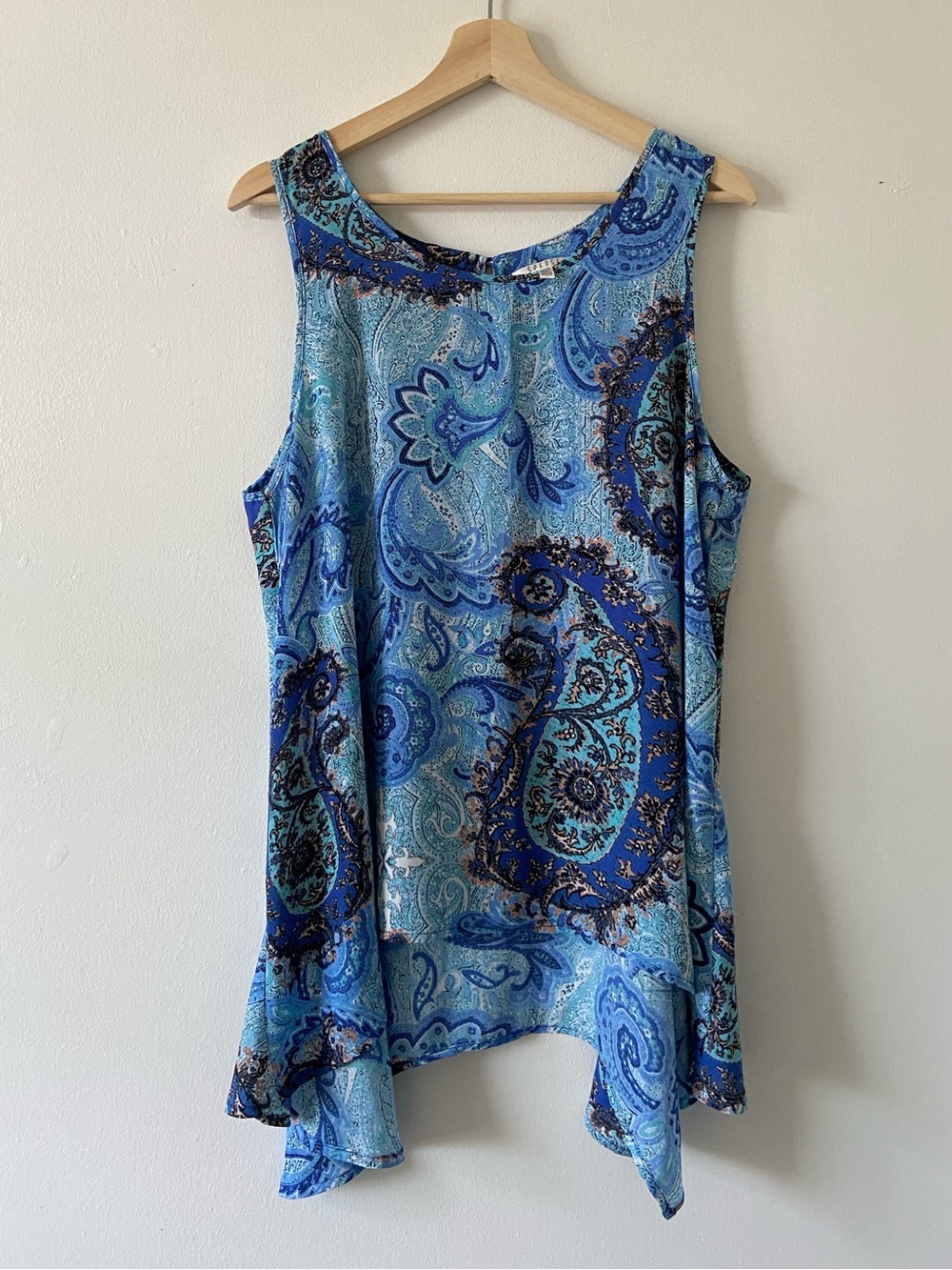 Y2K Spense Paisley Asymmetrical Sleeveless Blouse